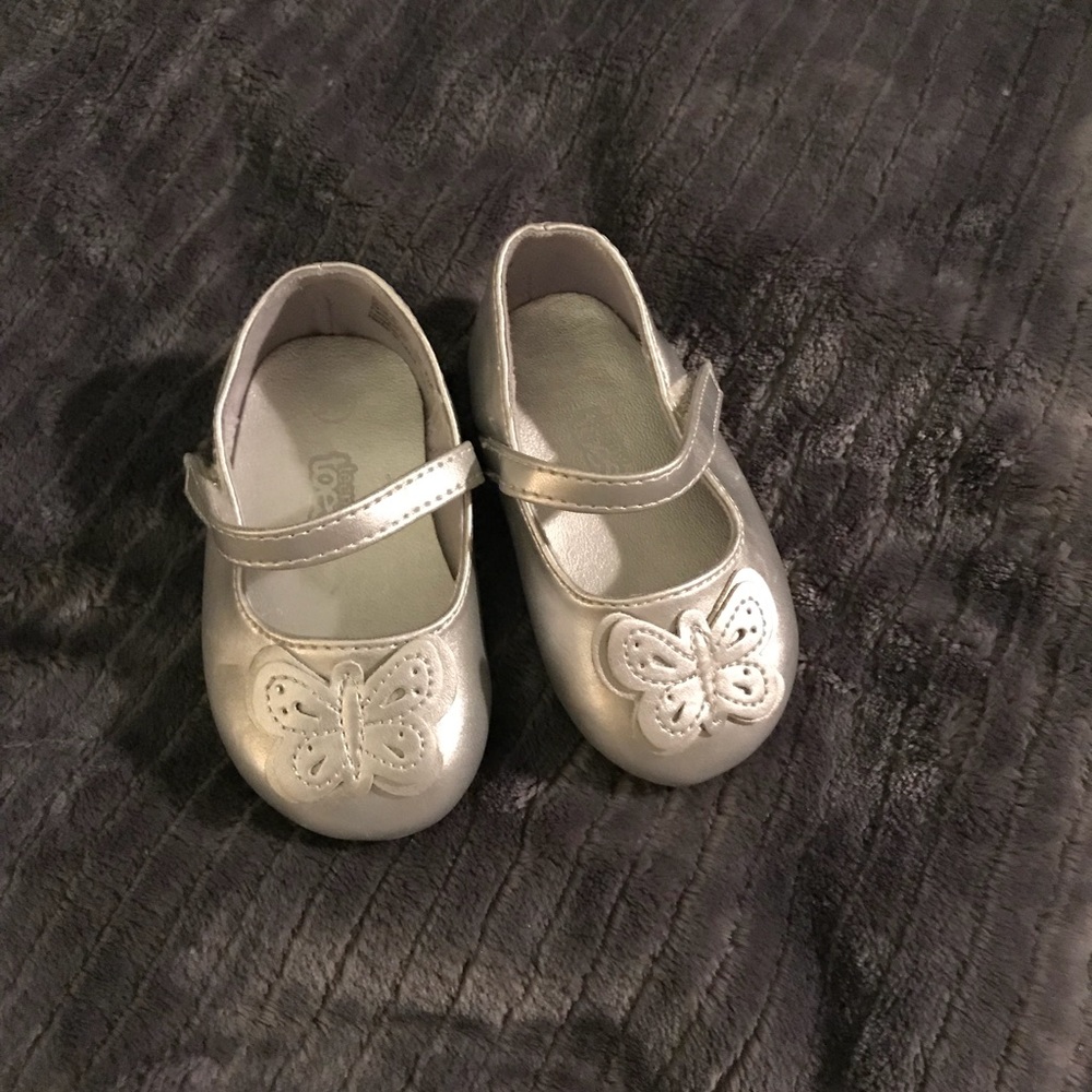 Infant Toddler Silver Teeny Toes Dress Flats